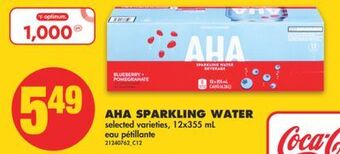 No Frills Aha sparkling water, 12x355 ml offer
