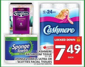Food Basics Cashmere bathroom tissue or sponge towels ultra or scotties facial tissues offer