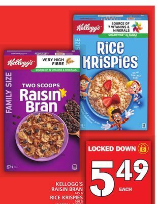Food Basics Kellogg's raisin bran or rice krispies offer