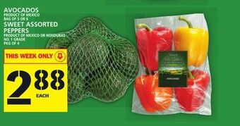 Food Basics Avocados or sweet assorted peppers offer