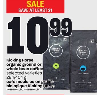Independent Grocer Kicking horse organic ground or whole bean coffee, 284/454 g offer