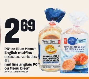 Independent Grocer Pc® or blue menu® english muffins, 6's offer
