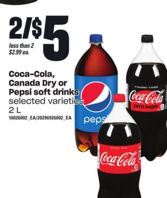 Independent Grocer Coca-cola, canada dry or pepsi soft drinks, 2 l offer