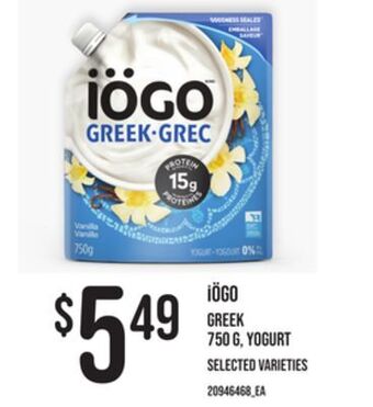 Independent Grocer Iögo greek 750 g, yogurt offer
