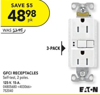 RONA Eaton 3-pack gfci receptacles offer