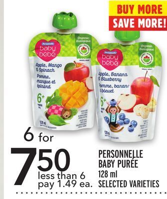 Metro Personnelle baby purée offer