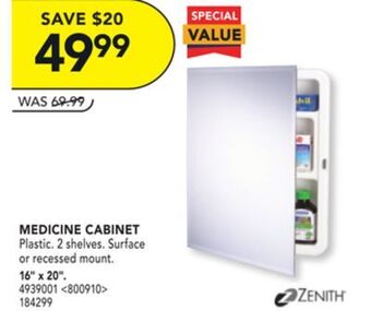 Lowe's Zenith medicine cabinet 16" x 20" offer