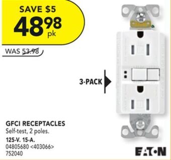 Lowe's Eaton 3-pack gfci receptacles offer