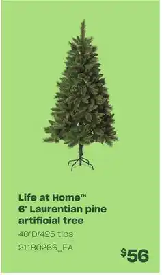Loblaws Life at home™ 6' laurentian pine artificial tree, 40"d/425 tips offer