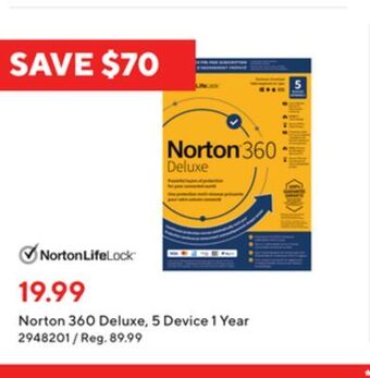 Staples Norton 360 deluxe, 5 device 1 year offer