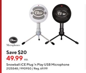 Staples Blue snowball ice plug 'n play usb microphone offer