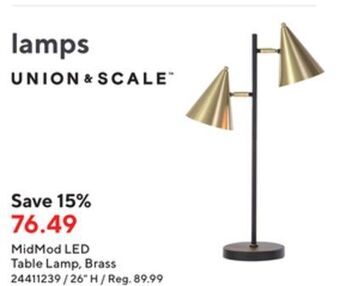 Staples Union & scale midmod led table lamp brass offer