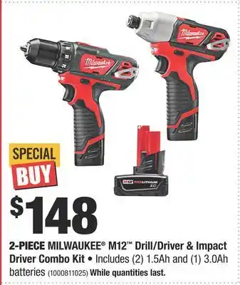 Home Depot 2-piece milwaukee® m12™ drill/driver & impact driver combo kit offer