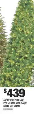 Home accents holiday 7.5' bristol pine led pre-lit tree with 1,500 micro dot lights