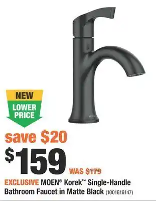 Home Depot Moen® korek™ single-handle bathroom faucet in matte black offer