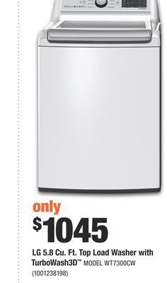 Home Depot Lg 5.8 cu. ft. top load washer with turbowash3d™ offer