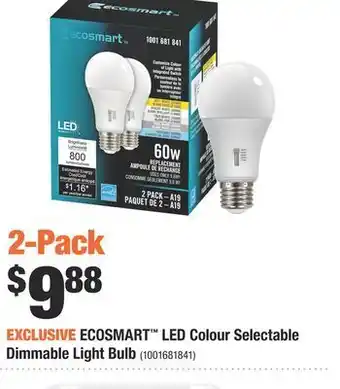 Home Depot Ecosmart™ led colour selectable dimmable light bulb offer