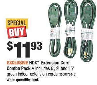 Home Depot Hdx™ extension cord combo pack offer