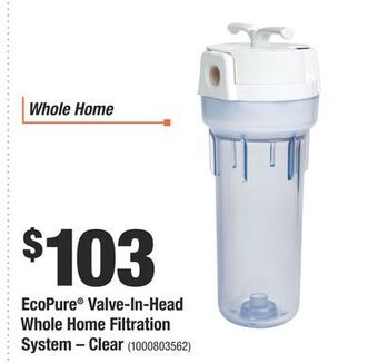 Home Depot Ecopure® valve-in-head whole home filtration system – clear offer