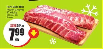 FreshCo Pork back ribs frozen cryovac 17.61/kg offer