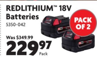 Home Hardware Redlithium™ 18v batteries offer