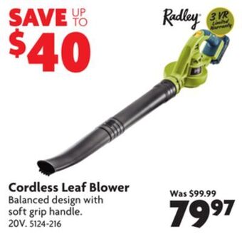 Home Hardware Cordless leaf blower offer