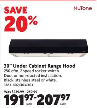 Home Hardware 30" under cabinet range hood offer