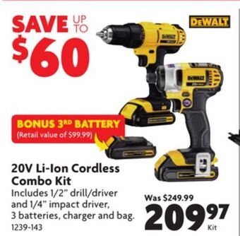 Home Hardware 20v li-ion cordless combo kit offer