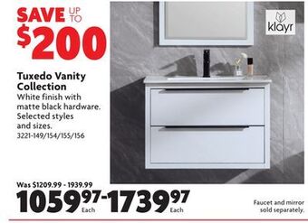 Home Hardware Tuxedo vanity collection offer