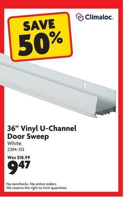 Home Hardware 36" vinyl u-channel door sweep offer