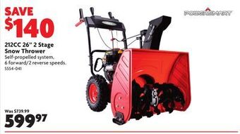 Home Hardware 212cc 26" 2 stage snow thrower offer