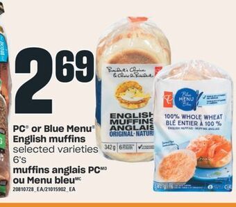 Valu-mart Muffins anglais pc ou menu bleu, 6's offer