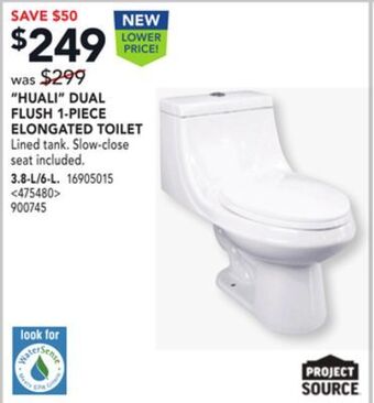 RONA Project source "huali" dual flush 1-piece elongated toilet offer