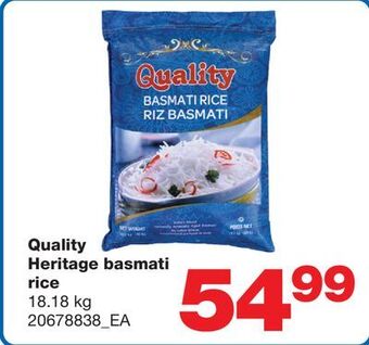 Wholesale Club Quality heritage basmati rice, 18.18 kg offer