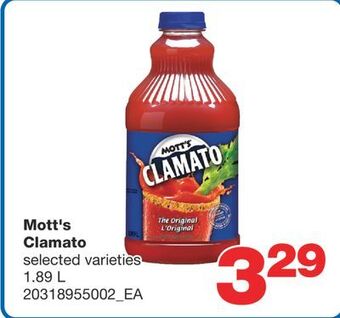 Wholesale Club Mott's clamato, 1.89 l offer