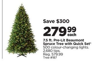 Michaels 7.5 ft. pre-lit beaumont spruce tree with quick set® offer