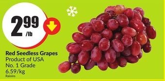 Chalo FreshCo Red seedless grapes product of usa no. 1 grade 6.59/kg offer