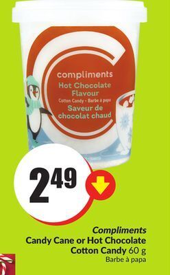 Chalo FreshCo Compliments candy cane or hot chocolate cotton candy 60 g offer