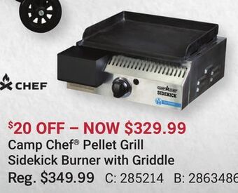 Bass Pro Camp chef® pellet grill sidekick burner with griddle offer