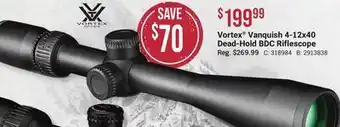 Bass Pro Vortex® vanquish 4-12x40 dead-hold bdc riflescope offer