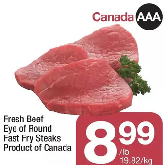 Highland Farms Fresh beef eye of round fast fry steaks offer