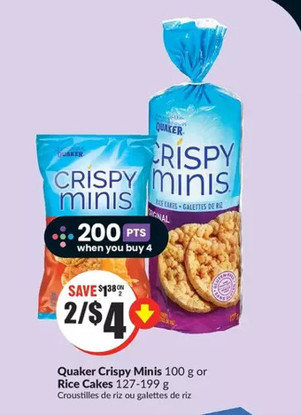 FreshCo Quaker crispy minis or rice cakes offer