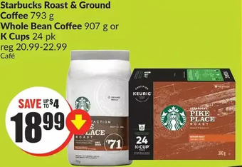 FreshCo Starbucks roast & ground coffee whole bean coffee or k cups offer