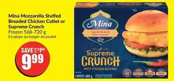 FreshCo Mina mozzarella stuffed breaded chicken cutlet or supreme crunch offer