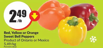 FreshCo Red, yellow or orange sweet bell peppers offer
