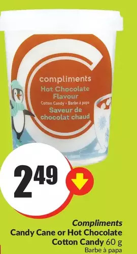 FreshCo Compliments candy cane or hot chocolate cotton candy offer