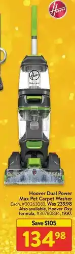 Walmart Hoover dual power max pet carpet washer | oxy formula offer
