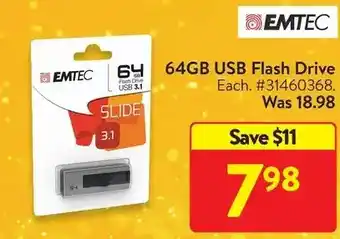 Walmart Emtec 64gb usb flash drive offer