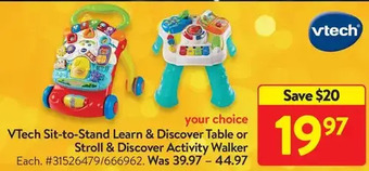 Walmart Vtech sit-to-stand learn & discover table or stroll & discover activity walker offer