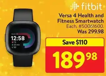 Walmart Fitbit versa 4 health and fitness smartwatch offer
